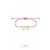 14 Ayar Altın Fiyonk Pembe İpli Bileklik