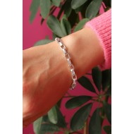 925 Ayar Gümüş Büyük Kare Ataç Zincir Bileklik