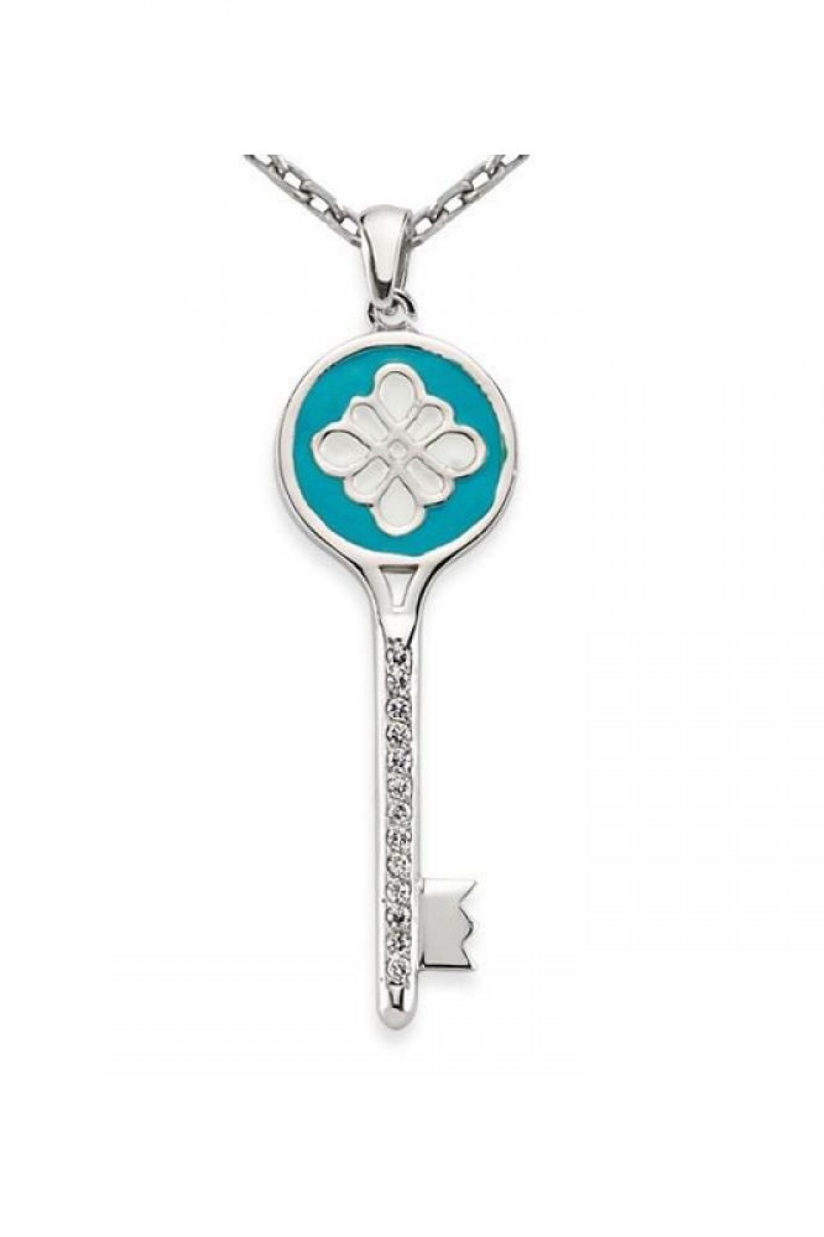 Turkuaz Yuvarlak Anahtar Kolye