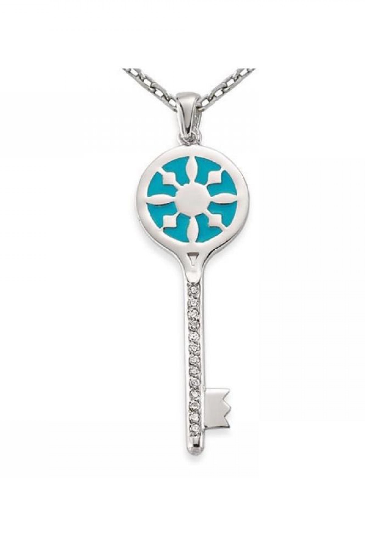 Turkuaz Yuvarlak Anahtar Kolye