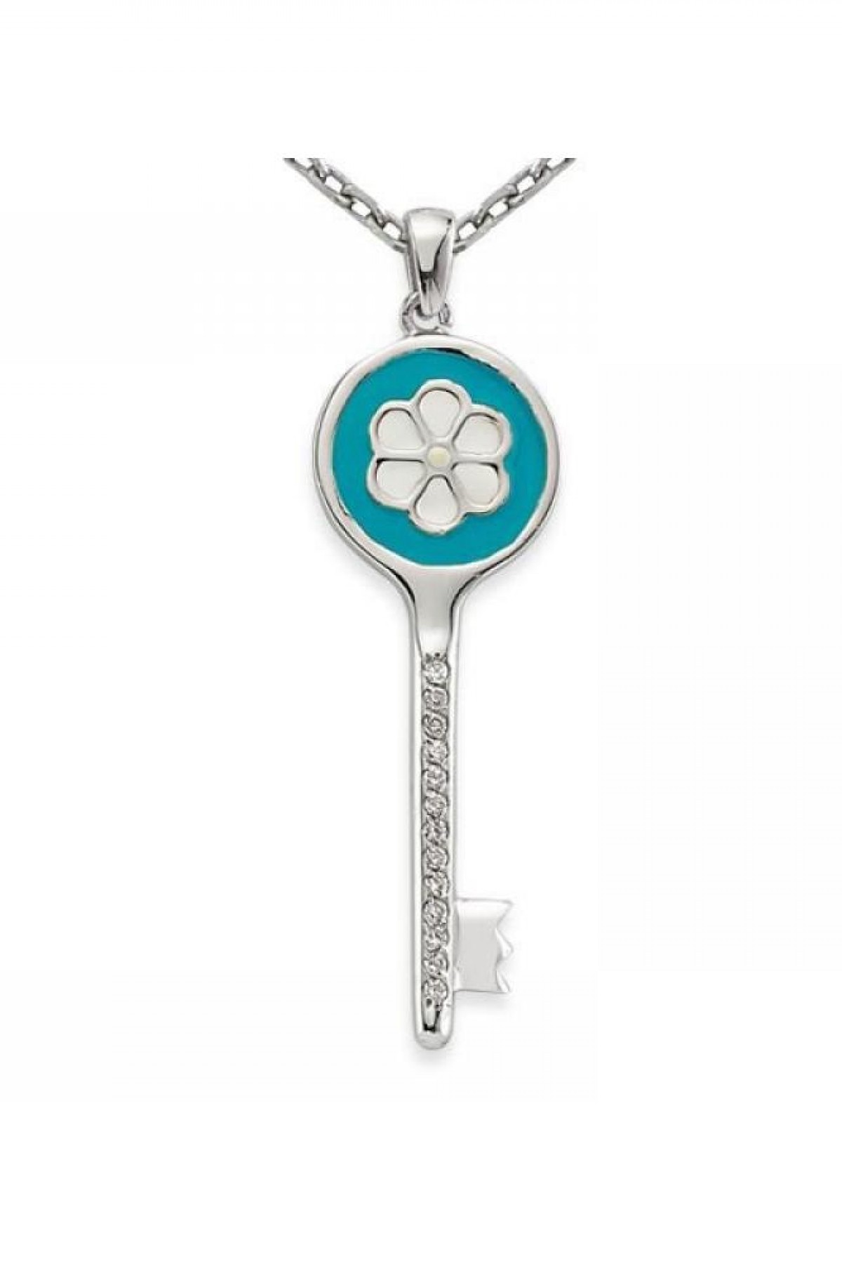 Turkuaz Yuvarlak Anahtar Kolye
