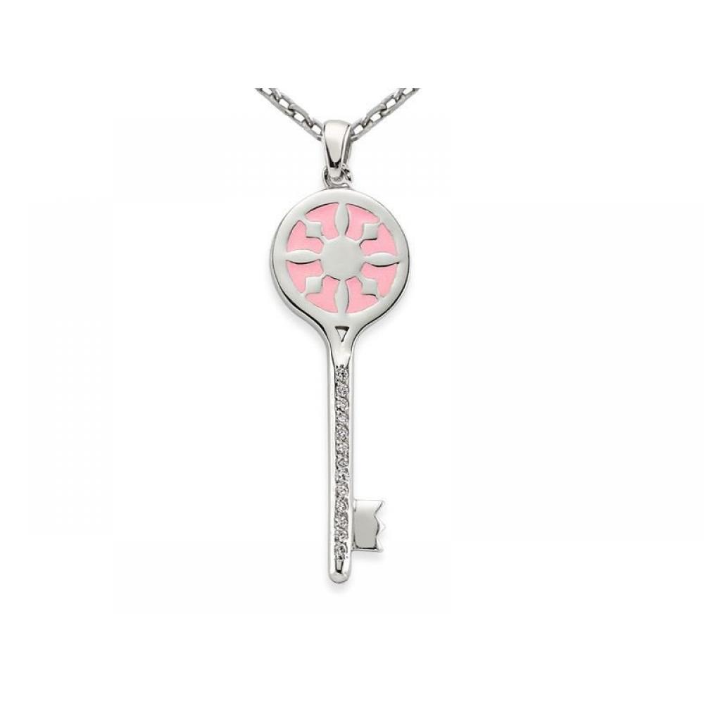 Pembe Yuvarlak Anahtar Kolye