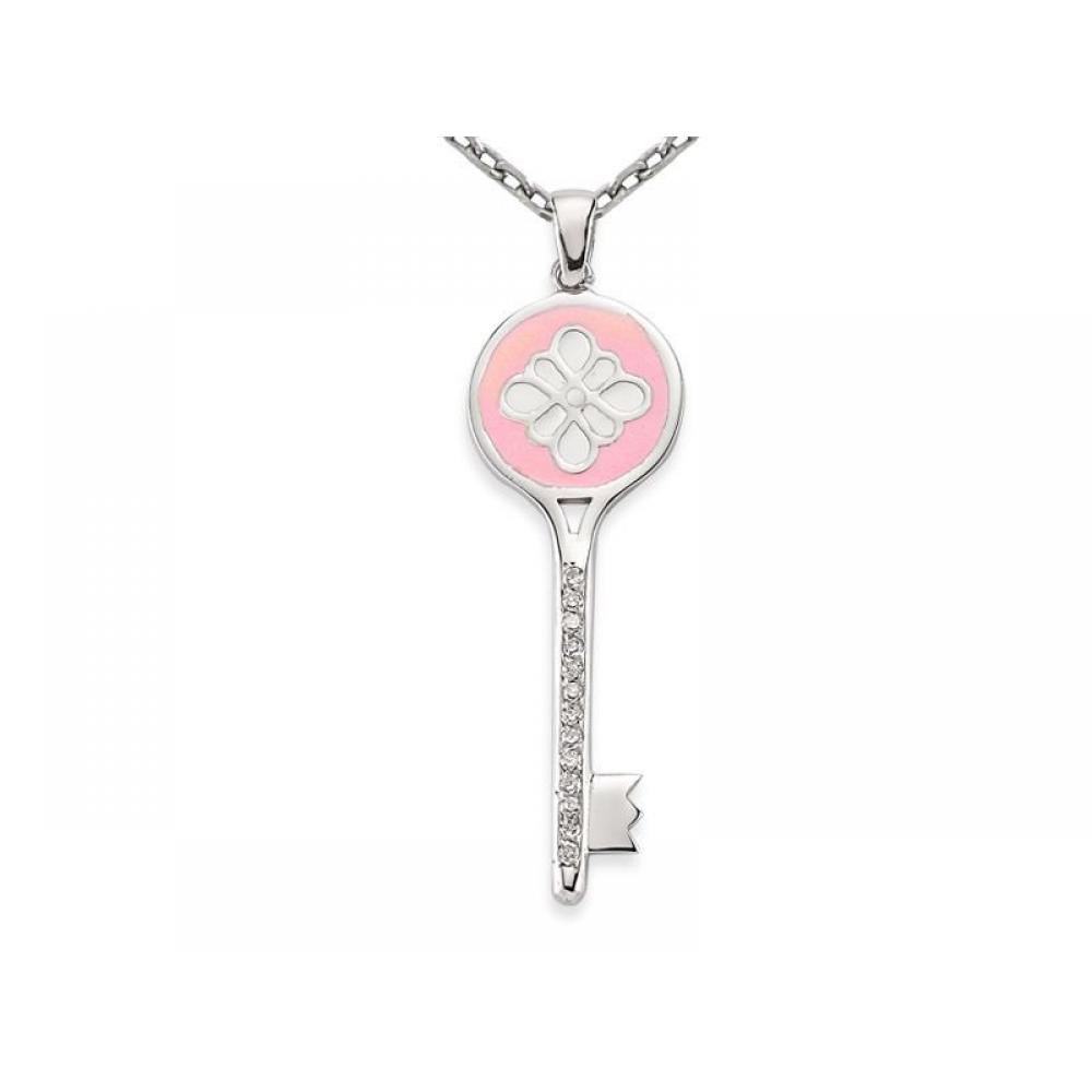 Pembe Yuvarlak Anahtar Kolye