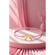 14 Ayar Altın Fiyonk Pembe İpli Bileklik
