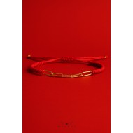 14 Ayar Altın Ataç Zincir Kırmızı İpli Bileklik 