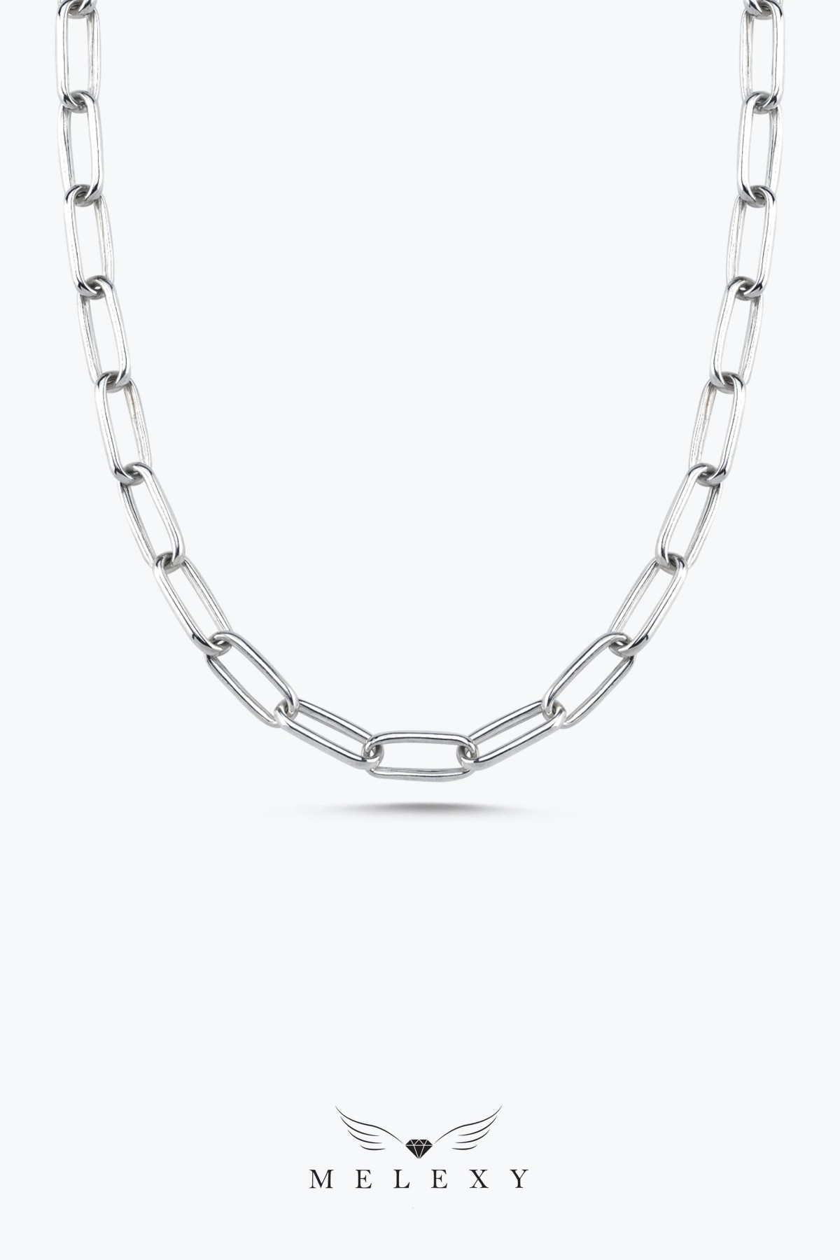 925 Ayar Gümüş Oval Ataç Zincir Kolye