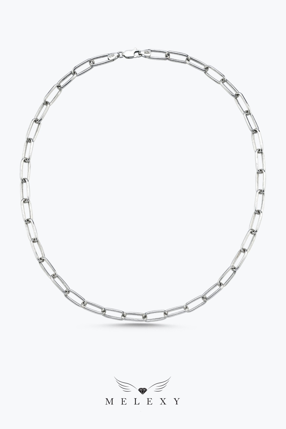 925 Ayar Gümüş Oval Ataç Zincir Kolye