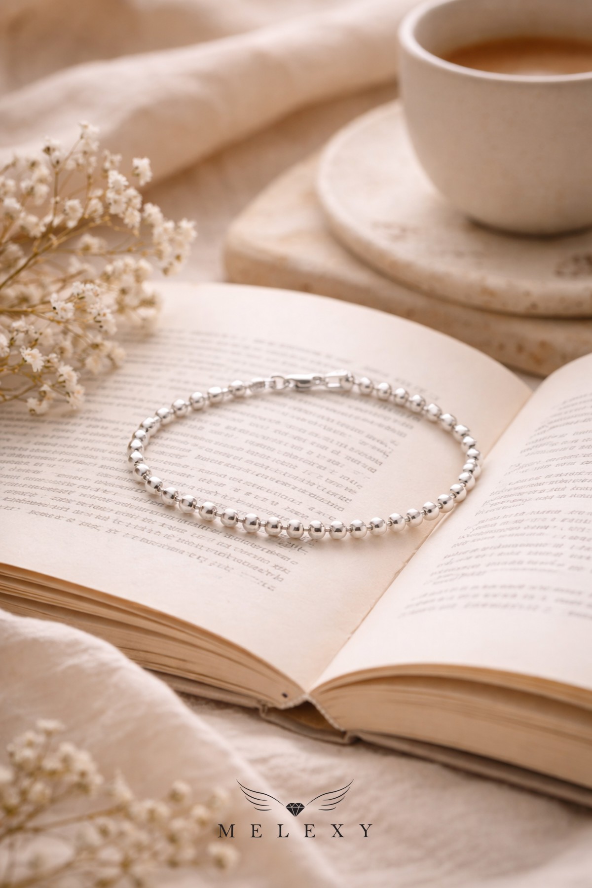 Minimal Gümüş Büyük Top Boncuk Bileklik