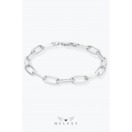 925 Ayar Gümüş Oval Ataç Zincir Bileklik