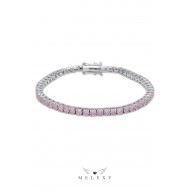 3 mm Pembe Taşlı Gümüş Suyolu Bileklik 3 mm Pembe Taşlı Gümüş Suyolu Bileklik