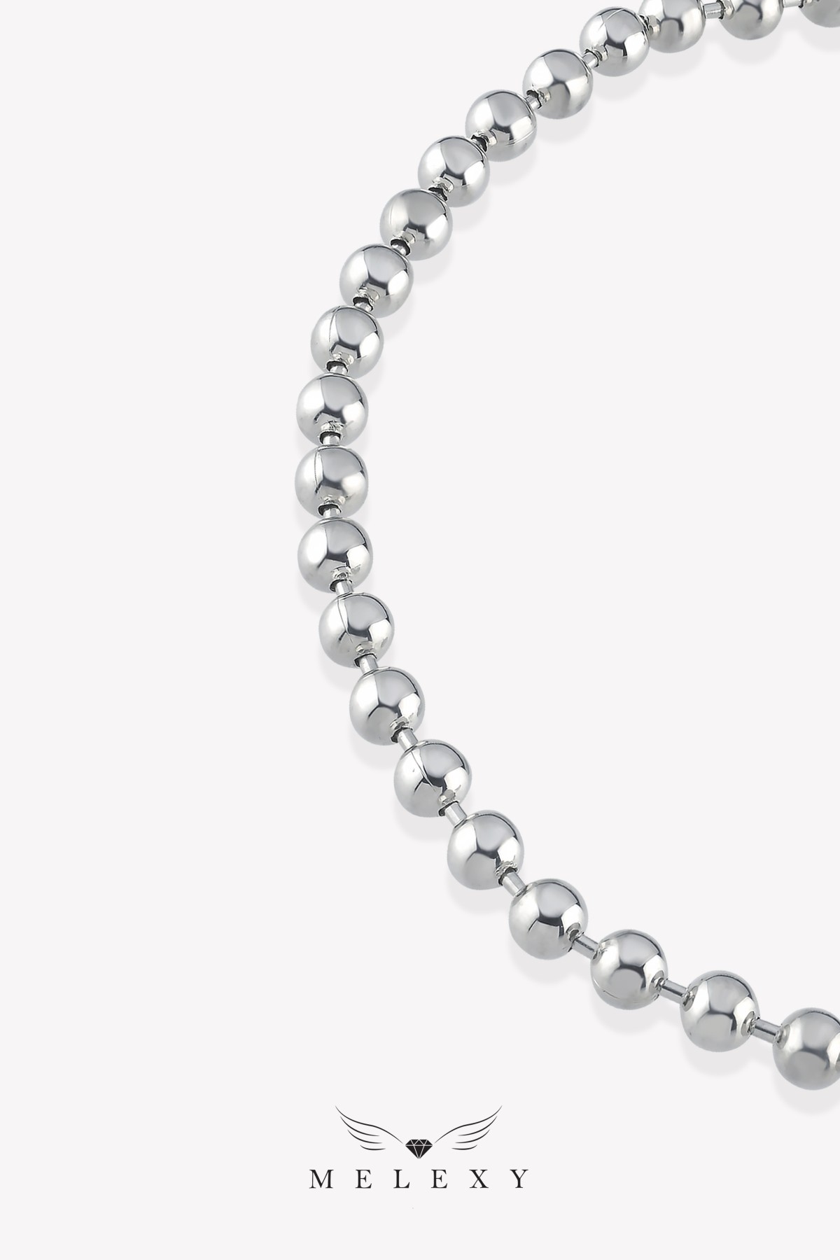 Minimal Gümüş Büyük Top Boncuk Bileklik